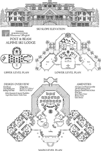 Commercial House Plan COMM-Alpine-Ski-Lodge-Post-Beam-Slope-Elevation-Amenities-Floor-Plan (18775 Sq. Ft.)  Bedrooms  Bathrooms