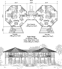 Commercial House Plan COMM-Multi-Family-Elevated-Duplex-Floor-Plan (1700 Sq. Ft.) 4 Bedrooms 4 Bathrooms