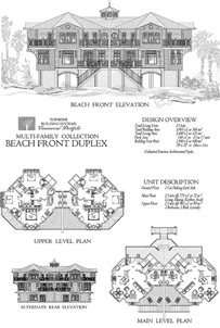 Commercial House Plan COMM-Multi-Family-Residence-Beach-House-Duplex-House-Plan (3965 Sq. Ft.)  Bedrooms  Bathrooms