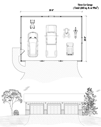 GARAGE House Plan GR-2102 (1065 Sq. Ft.) 0 Bedrooms 0 Bathrooms