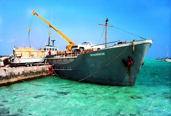 Ship conveying Cargo Containers
 for Home Building