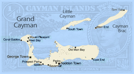 Map of the Cayman Islands
