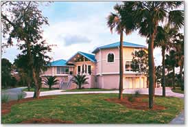 Luxury elevated coastal South Carolina piling (stilt) hurricane home with the living area safely above storm surge levels.