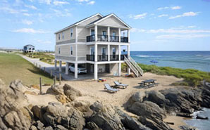 Two-story Topsider piling home on the beach