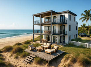 Elevated hurricane-resistant Topsider coastal home in Florida