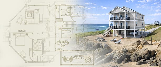 Coastal home in the Virgin Islands on pilings with open-ocean views, designed to withstand hurricanes and flooding.