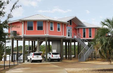 Gulf coast elevated piling house