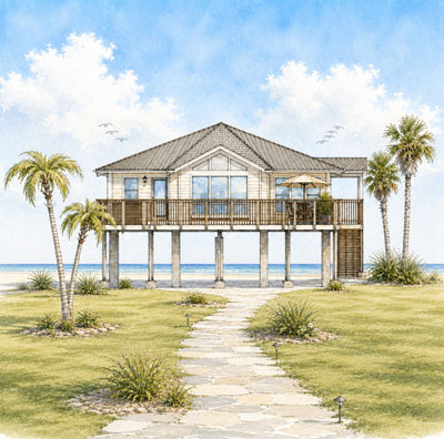 Modern Coastal Design — Florida Keys Custom Home Modern coastal Topsider home with clean lines and floor-to-ceiling glass walls overlooking the Florida Keys water