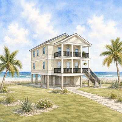 Traditional & Timeless Design — Florida Keys Custom Home Traditional coastal-style Topsider home with classic architectural details, designed for the Florida Keys