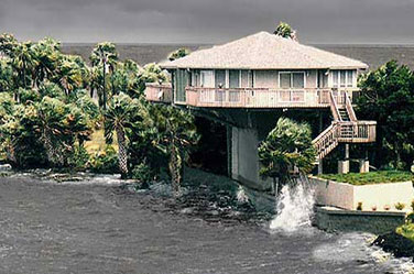 Florida coast pedestal home engineered to survive hurricanes. Click to view more photos.