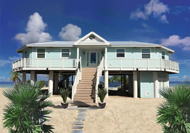 Topsider piling home built to withstand 180 mpg hurricane-force winds built in the Florida Keys.