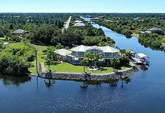 Florida hurricane-resistant coastal home that was engineered and built to be safe from storm surge and flooding.