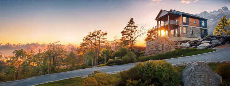 Custom mountain home adaptable to pilings, basements, crawlspaces or slab foundations, engineered for its demanding homesite
