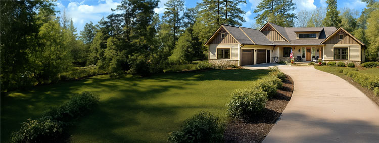 Custom ranch-style post & beam home with craftsman details, individually designed for a rural building site by Topsider