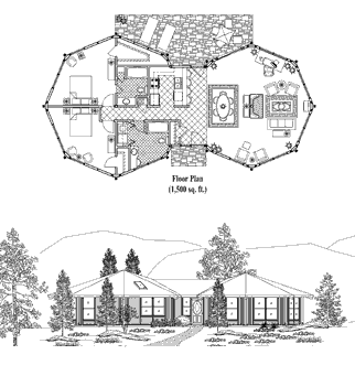 Classic House Plan CM-0301 (1500 Sq. Ft.) 2 Bedrooms 2 Bathrooms