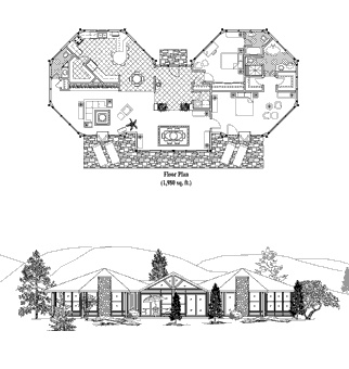 Classic House Plan CM-0306 (1980 Sq. Ft.) 2 Bedrooms 2.5 Bathrooms