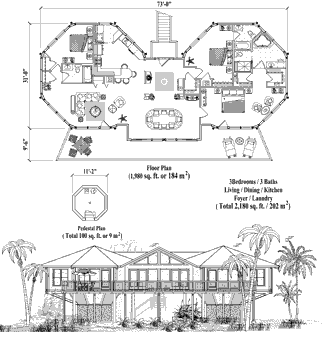 Classic House Plan CM-0309 (2180 Sq. Ft.) 3 Bedrooms 3 Bathrooms