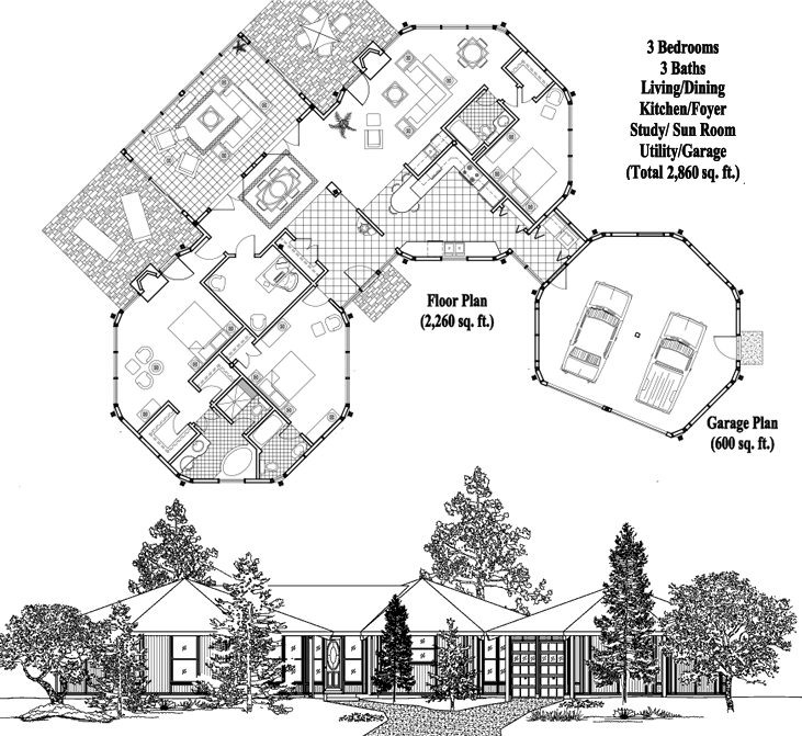 Prefab Classic House Plan - CM-0312 (2860 sq. ft.) 3 Bedrooms, 3 Baths
