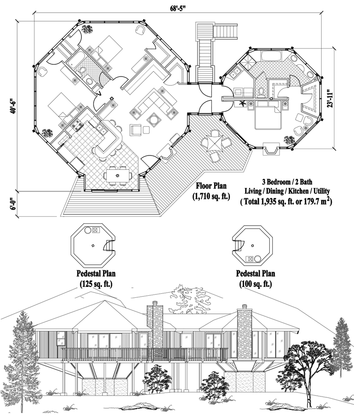 Prefab Classic House Plan - CM-0407 (1935 sq. ft.) 3 Bedrooms, 2 Baths