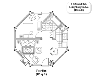 GUEST HOUSE House Plan GH-0101 (475 Sq. Ft.) 1 Bedrooms 1 Bathrooms