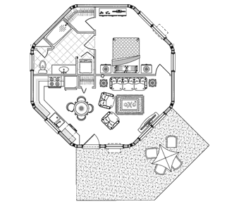 GUEST HOUSE House Plan GH-0201 (600 Sq. Ft.) 1 Bedrooms 1 Bathrooms