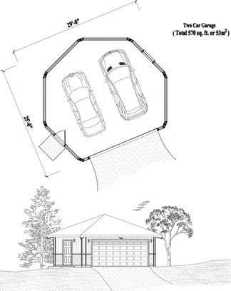 GARAGE House Plan GR-0221 (570 Sq. Ft.) 0 Bedrooms 0 Bathrooms