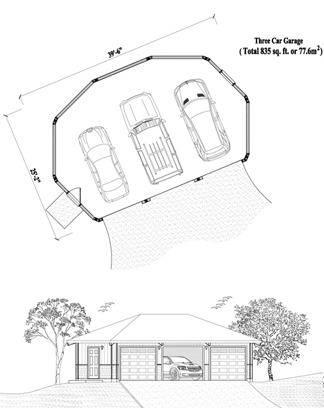 GARAGE House Plan GR-0222 (835 Sq. Ft.) 0 Bedrooms 0 Bathrooms