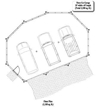 GARAGE House Plan GR-0302 (1100 Sq. Ft.) 0 Bedrooms 0 Bathrooms