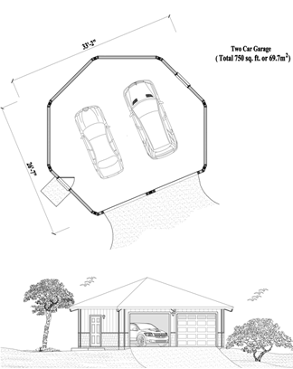 GARAGE House Plan GR-0321 (800 Sq. Ft.) 0 Bedrooms 0 Bathrooms