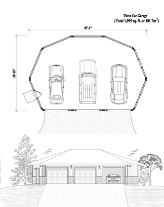 GARAGE House Plan GR-0322 (1095 Sq. Ft.) 0 Bedrooms 0 Bathrooms