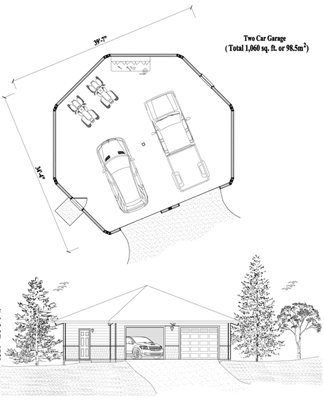 GARAGE House Plan GR-0421 (1060 Sq. Ft.) 0 Bedrooms 0 Bathrooms