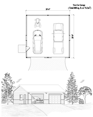 GARAGE House Plan GR-2101 (800 Sq. Ft.) 0 Bedrooms 0 Bathrooms