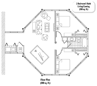 HOME ADDITIONS House Plan HA-0302 (880 Sq. Ft.) 2 Bedrooms 1 Bathrooms