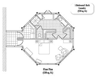 MASTER BEDROOMS House Plan MB-0101 (530 Sq. Ft.) 1 Bedrooms 1 Bathrooms