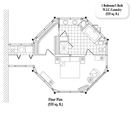 Prefab MASTER BEDROOMS House Plan - MB-0102 (535 sq. ft.) 1 Bedrooms, 1 Baths