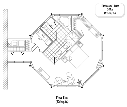 Prefab MASTER BEDROOMS House Plan - MB-0201 (675 sq. ft.) 1 Bedrooms, 1 Baths