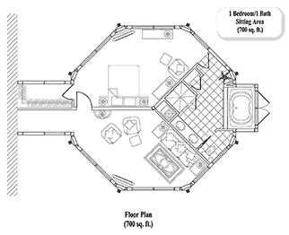 MASTER BEDROOMS House Plan MB-0203 (700 Sq. Ft.) 1 Bedrooms 1 Bathrooms