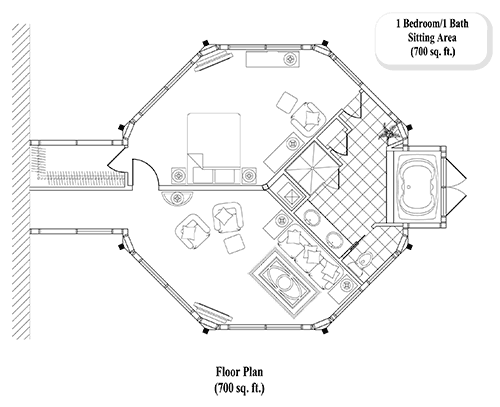 Prefab MASTER BEDROOMS House Plan - MB-0203 (700 sq. ft.) 1 Bedrooms, 1 Baths