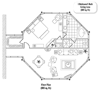 MASTER BEDROOMS House Plan MB-0302 (885 Sq. Ft.) 1 Bedrooms 1 Bathrooms