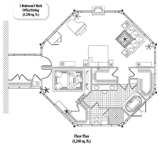 MASTER BEDROOMS House Plan MB-0401 (1240 Sq. Ft.) 1 Bedrooms 1 Bathrooms