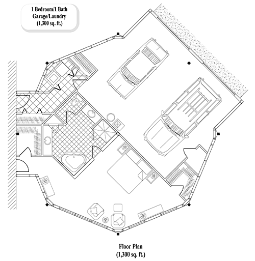 Prefab MASTER BEDROOMS House Plan - MB-0402 (1300 sq. ft.) 1 Bedrooms, 1 Baths