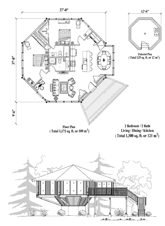 Pedestal House Plan PD-0424 (1300 Sq. Ft.) 2 Bedrooms 2 Bathrooms