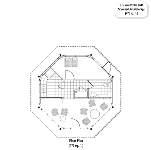 Prefab POOL HOUSE / STUDIO House Plan - PH-0101 (475 sq. ft.) 0 Bedrooms,  1/2 Baths