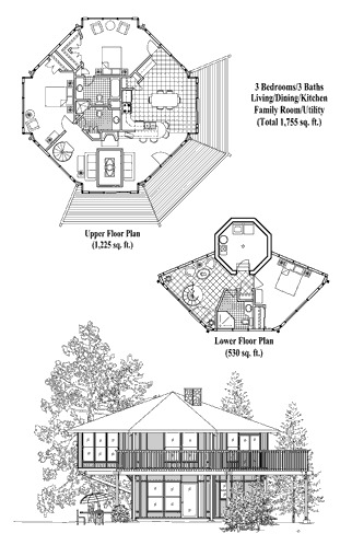 Enclosed Pedestal House Plan PL-0403 (1755 Sq. Ft.) 3 Bedrooms 3 Bathrooms
