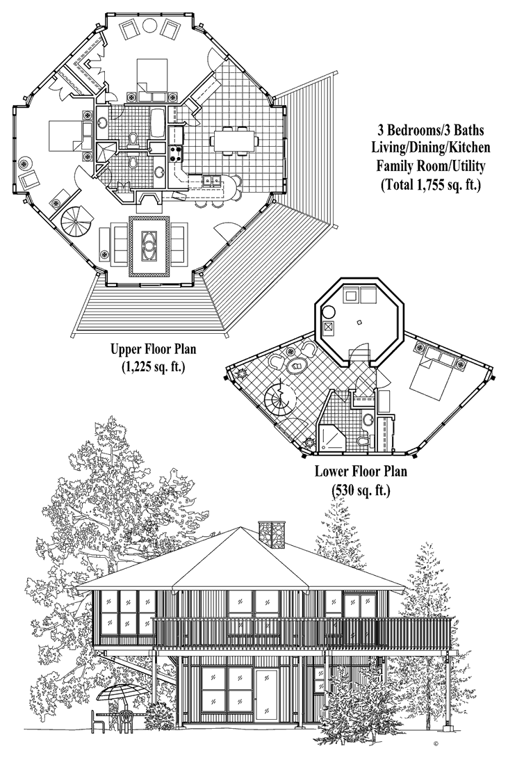 Prefab Enclosed Pedestal House Plan - PL-0403 (1755 sq. ft.) 3 Bedrooms, 3 Baths