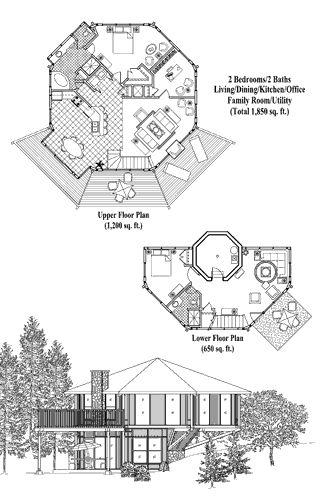 Enclosed Pedestal House Plan PL-0406 (1850 Sq. Ft.) 2 Bedrooms 2 Bathrooms