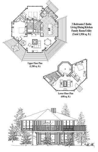 Enclosed Pedestal House Plan PL-0408 (1950 Sq. Ft.) 3 Bedrooms 3 Bathrooms