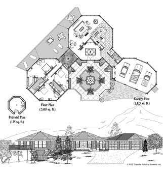 Premiere Homes & Houses Floor Plan (3935 Sq. Ft. with 3 Bedrooms and 2.5 Bathrooms, including Living, Dining, Kitchen, Office, Grand Foyer, Utility, Garage). Best for home building on sloping mountain terrain or in coastal and beachfront locations where elevated houses or raised homes are required.