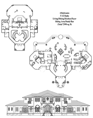 Premiere House Plan PR-0502 (7900 Sq. Ft.) 4 Bedrooms 5.5 Bathrooms