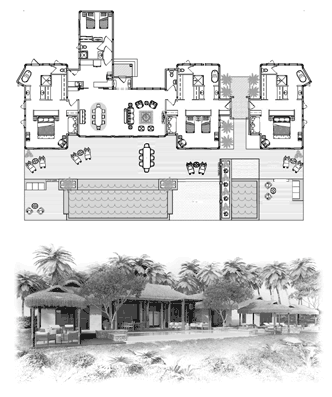 Prefabricated house kit. Premiere foundation home Floor Plan (3300 Sq. Ft. with 4 Bedrooms and 4.5 Bathrooms, including Great Room, Dining, Kitchen). Shipped world-wide to remote and foreign locations.